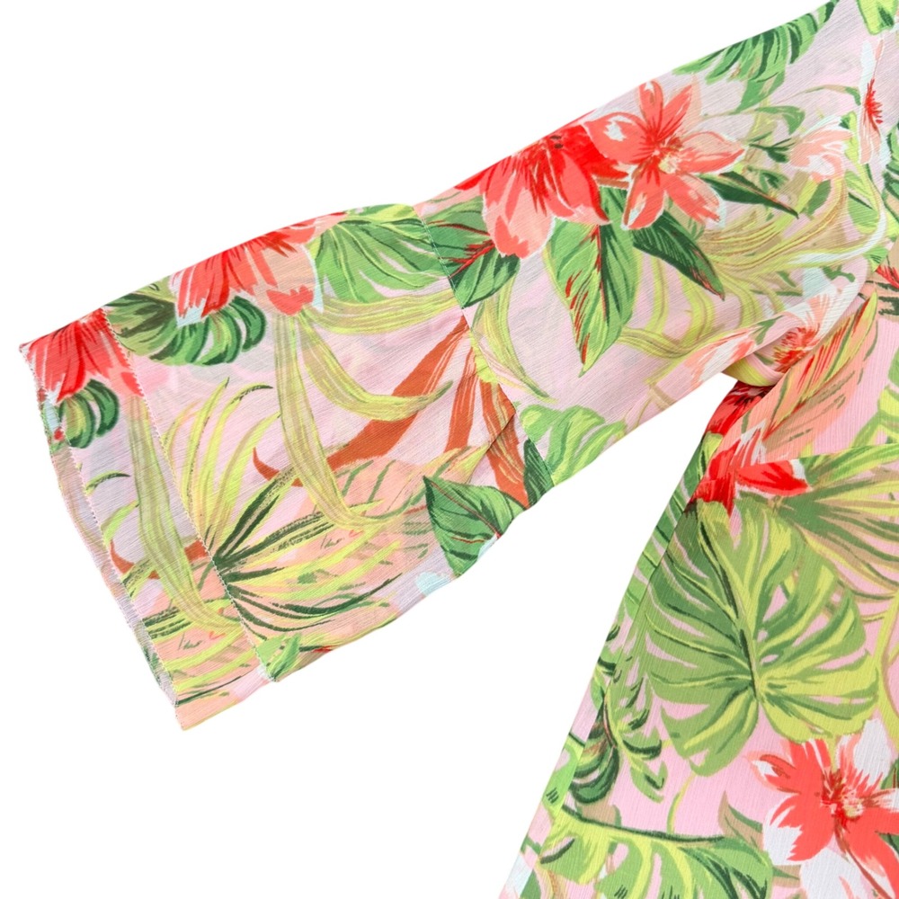 J. Jill Tropical Paradise Floral Lightweight Chiffon Tunic Blouse XSP NEW Resort - Picture 4 of 15